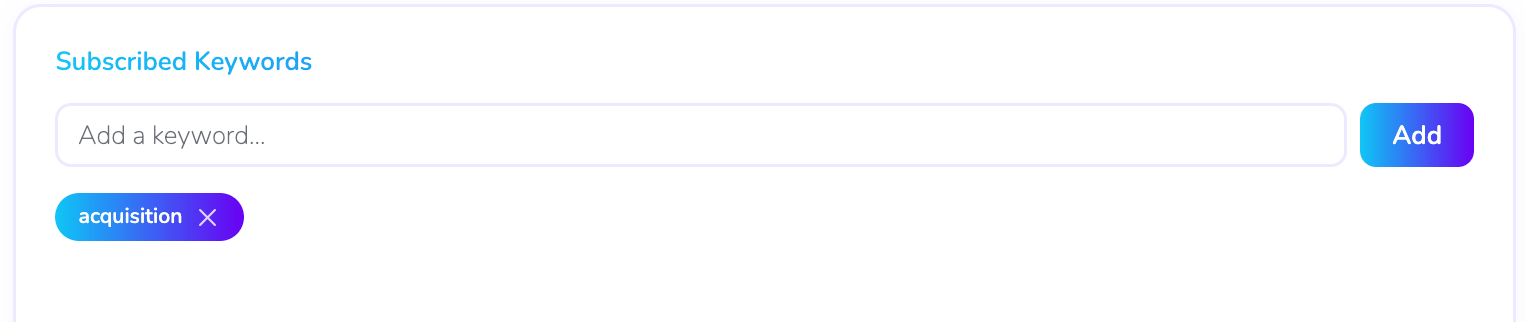 Keyword Subscriptions screenshot