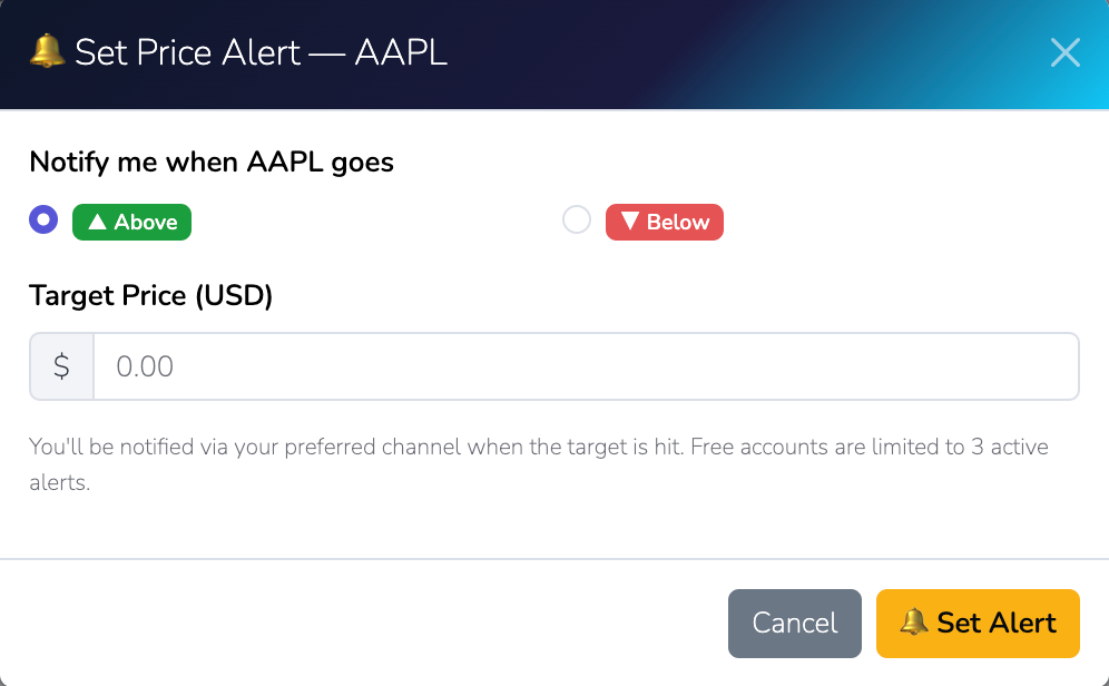 Price Alerts screenshot